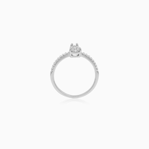 Sterling Silver Pear Cut Pavé Ring