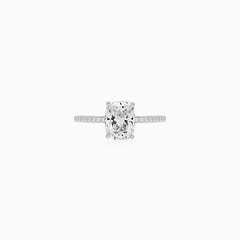 Sterling Silver Cushion Cut Pavé Ring