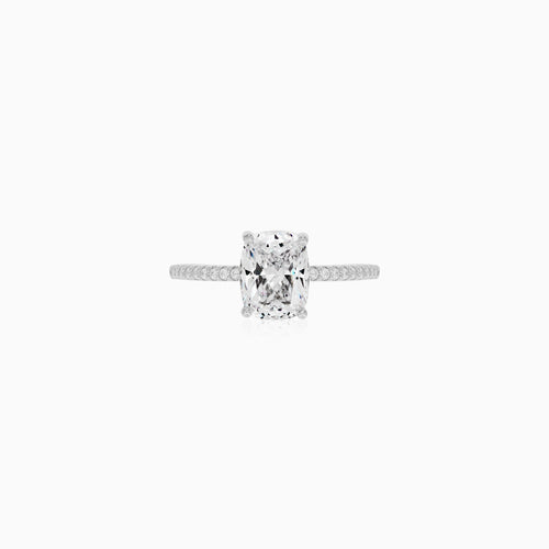 Sterling Silver Cushion Cut Pavé Ring