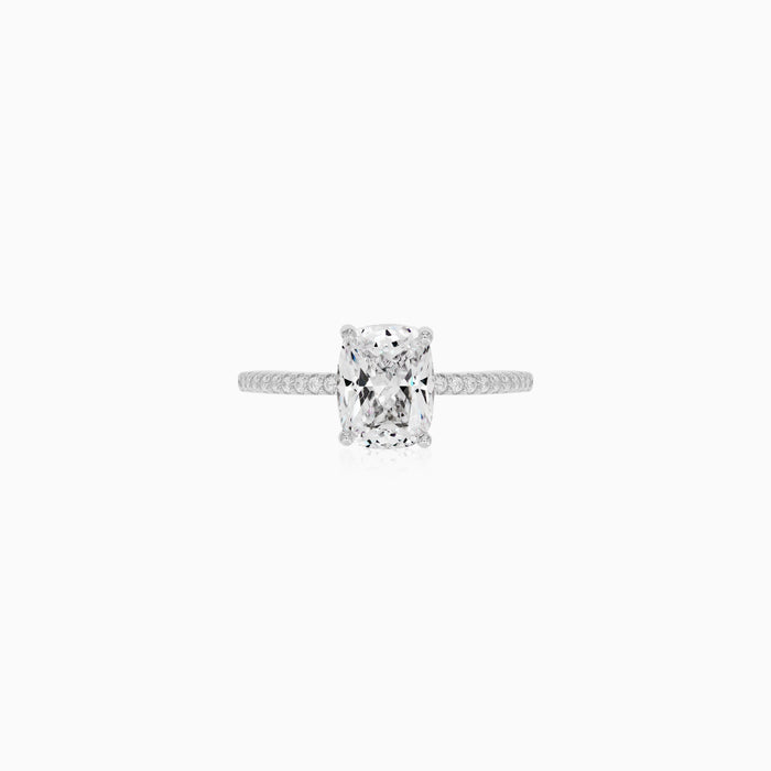 Sterling Silver Cushion Cut Pavé Ring