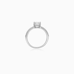 Sterling Silver Cushion Cut Pavé Ring