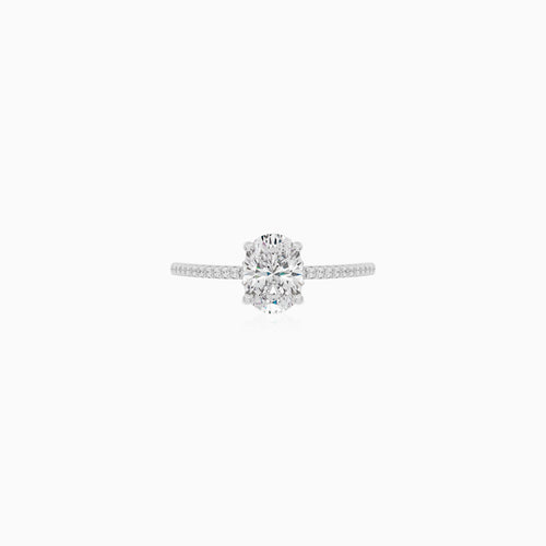 Sterling Silver Oval Pavé Ring