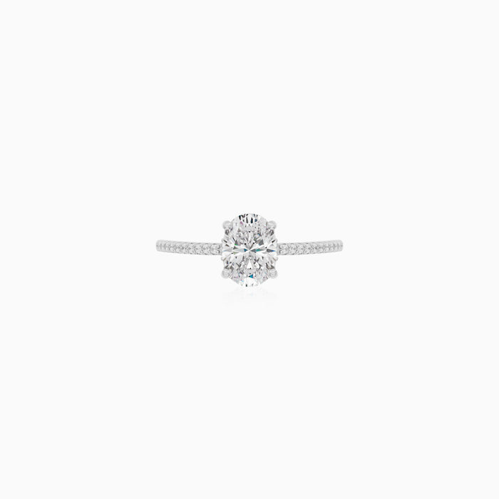 Sterling Silver Oval Pavé Ring