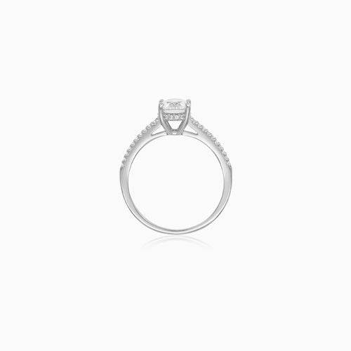 Sterling Silver Oval Pavé Ring