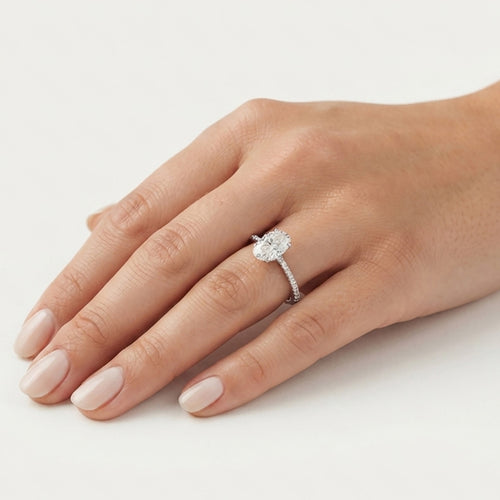 Sterling Silver Oval Pavé Ring