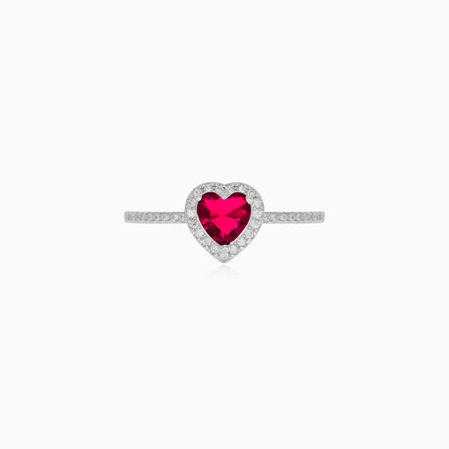 Sterling Silver Heart Ruby Ring