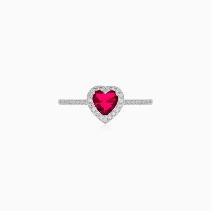Sterling Silver Heart Ruby Ring