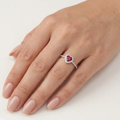 Sterling Silver Heart Ruby Ring