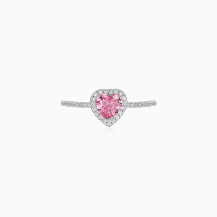 Sterling Silver Heart Cut Pink Quartz Ring