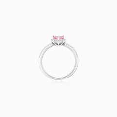 Sterling Silver Heart Cut Pink Quartz Ring