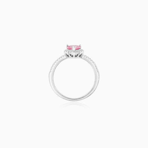 Sterling Silver Heart Cut Pink Quartz Ring