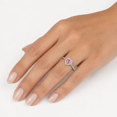 Sterling Silver Heart Cut Pink Quartz Ring