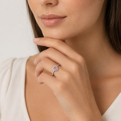 Sterling Silver Heart Cut Pink Quartz Ring