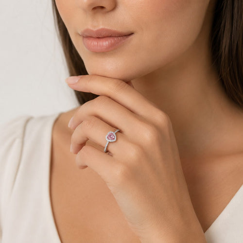 Sterling Silver Heart Cut Pink Quartz Ring