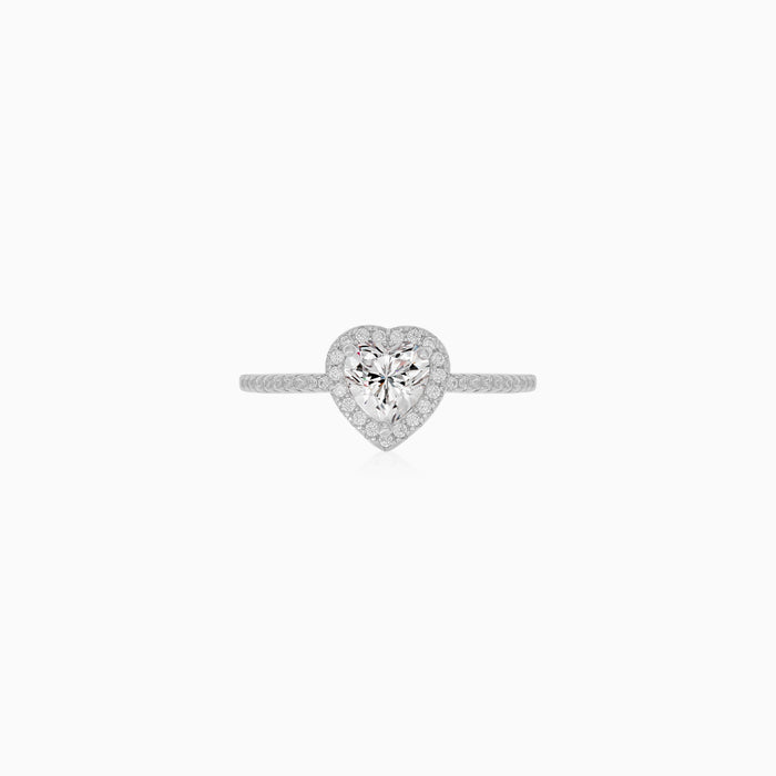 Sterling Silver Heart Halo Ring