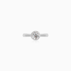 Sterling Silver Bezel-Set Solitaire Ring