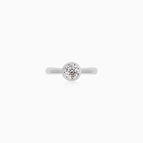 Sterling Silver Bezel-Set Solitaire Ring