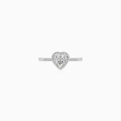 Sterling Silver Heart Bezel Ring