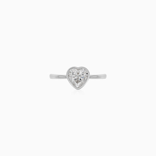 Sterling Silver Heart Bezel Ring