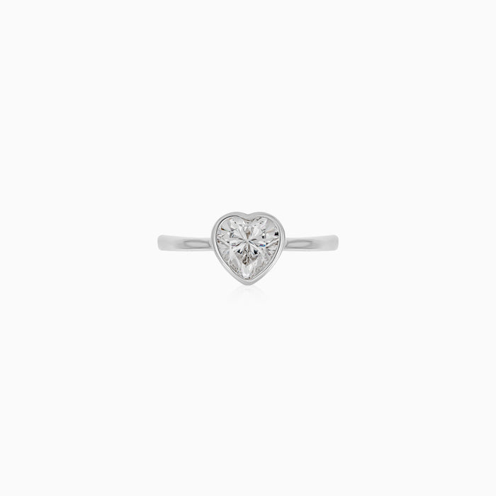 Sterling Silver Heart Bezel Ring