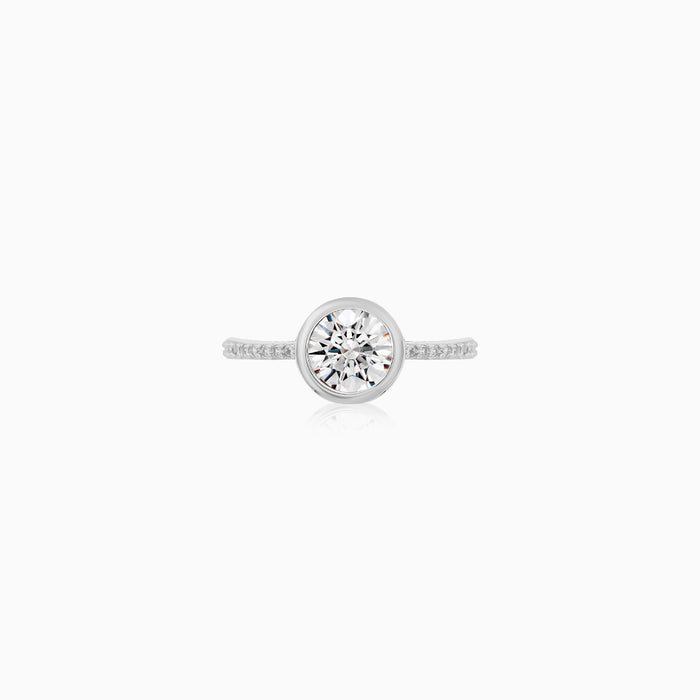 Sterling Silver Bezel-Set Cubic Zirconia Ring