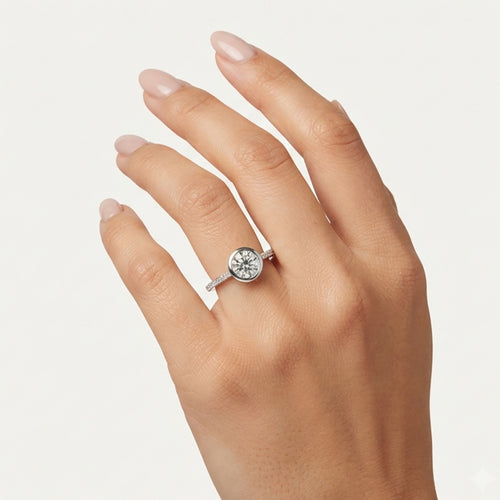 Sterling Silver Bezel-Set Cubic Zirconia Ring