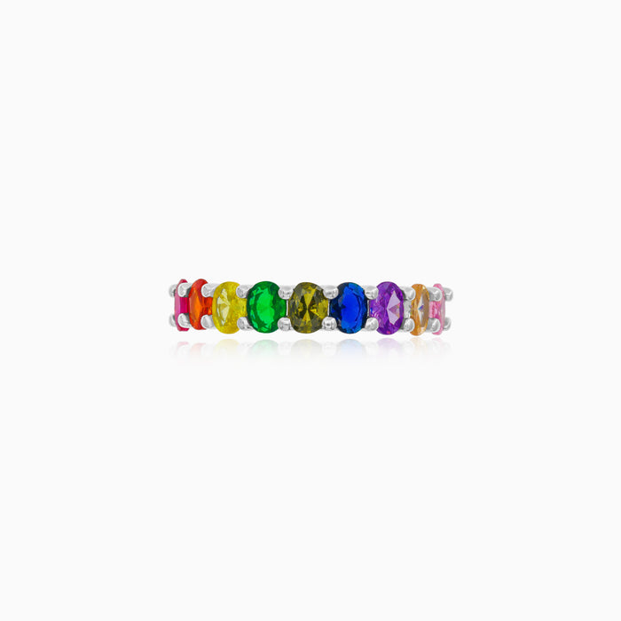 Sterling Silver Rainbow Gemstone Ring