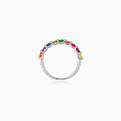 Sterling Silver Rainbow Gemstone Ring