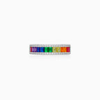 Sterling Silver Rainbow Baguette Ring