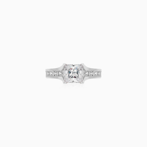 Sterling Silver Princess Cut Zirconia Ring