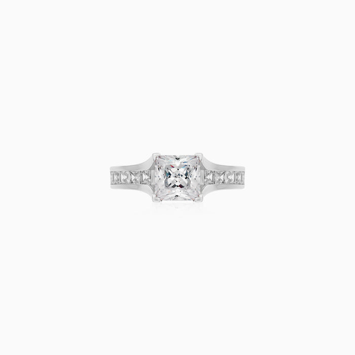 Sterling Silver Princess Cut Zirconia Ring