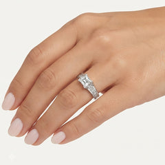 Sterling Silver Princess Cut Zirconia Ring