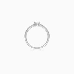 Sterling Silver Oval Zirconia Pavé Ring