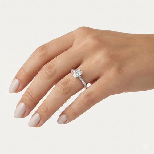 Sterling Silver Oval Zirconia Pavé Ring