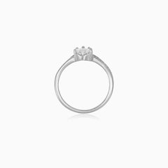 Sterling Silver Heart Cut Pavé Ring