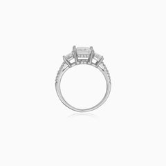 Sterling Silver Emerald Cut Zirconia Ring