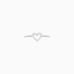 Sterling Silver Pavé Heart Embrace Ring