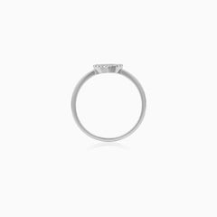 Sterling Silver Pavé Heart Embrace Ring