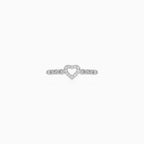 Sterling Silver Heart Pavé Ring