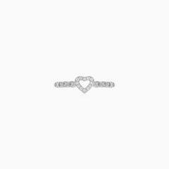 Sterling Silver Heart Pavé Ring