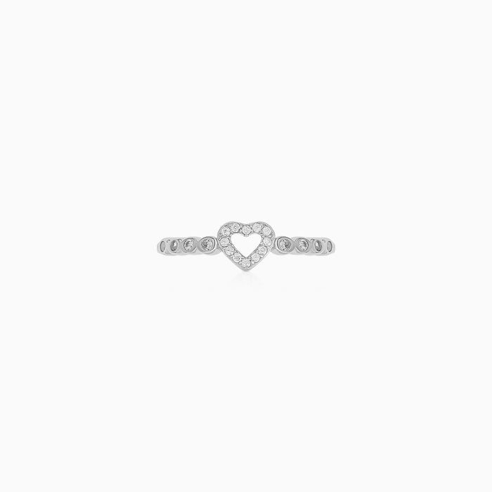Sterling Silver Heart Pavé Ring