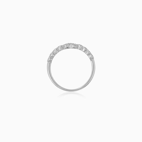 Sterling Silver Heart Pavé Ring
