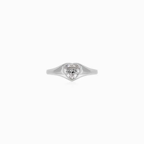 Sterling Silver Heart-Cut Zirconia Ring