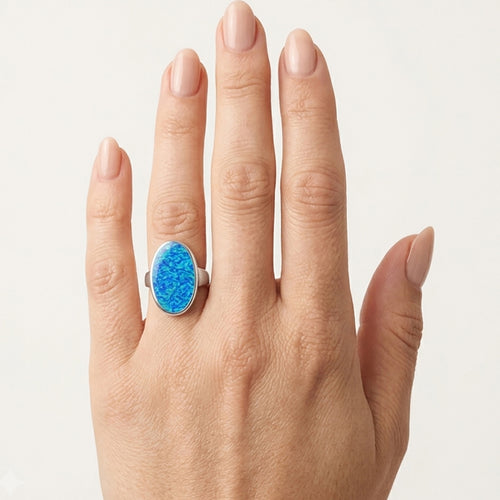 Sterling Silver Oval Opal Ring