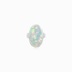 Sterling Silver Oval Opal Ring