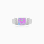 Sterling Silver Square Opal Signet Ring