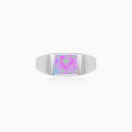 Sterling Silver Square Opal Signet Ring