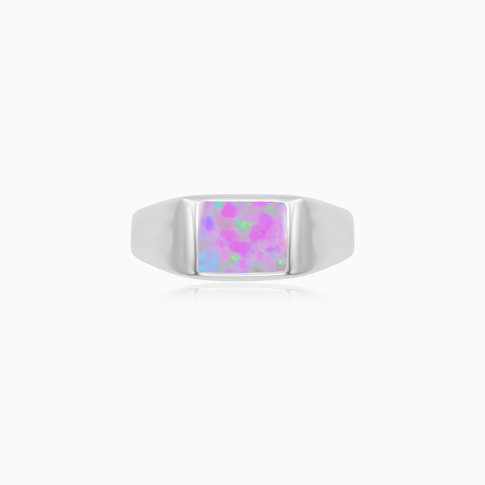 Sterling Silver Square Opal Signet Ring