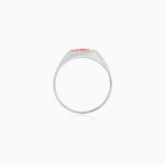 Sterling Silver Square Opal Signet Ring