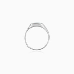 Sterling Silver Rectangular Opal Signet Ring